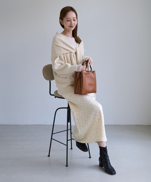 ROPE' PICNIC(ロペピクニック)の「細見えドット柄バイアスサテンスカート/ウエストゴム(スカート・レディース・ホワイト系その他5・FREE)」の2枚目の写真