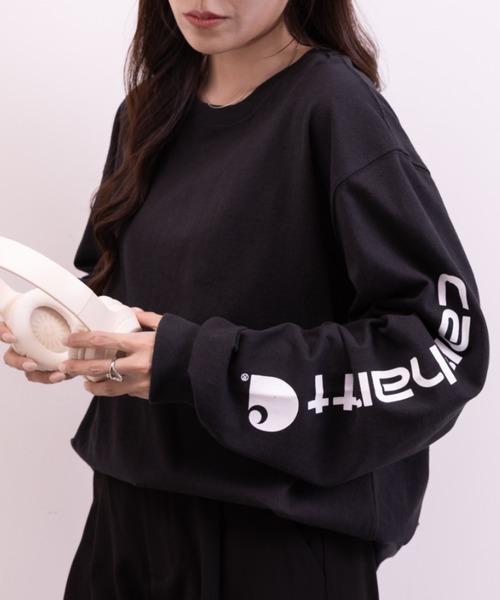 Carhartt（カーハート）の「Carhartt(カーハート)/袖ロゴ ロンT USA規格 ルーズフィット ヘビーウェイト 6.75Oz ビッグサイズ オーバーサイズ コットン K231/ LOOSE FIT HEAVYWEIGHT LONG-SLEEVE LOGO SLEEVE GRAPHIC T-SHIRT（Tシャツ/カットソー・レディース・グレー/ダークグレー/ブラック・XXL/XL/M/L）」の11枚目の写真
