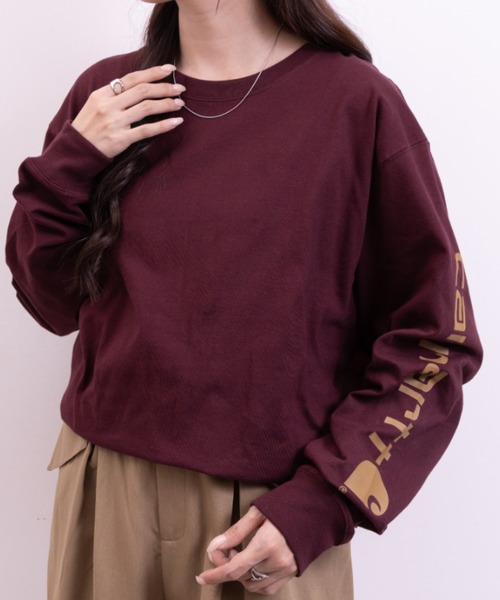 Carhartt（カーハート）の「Carhartt(カーハート)/袖ロゴ ロンT USA規格 ルーズフィット ヘビーウェイト 6.75Oz ビッグサイズ オーバーサイズ コットン K231/ LOOSE FIT HEAVYWEIGHT LONG-SLEEVE LOGO SLEEVE GRAPHIC T-SHIRT（Tシャツ/カットソー・レディース・グレー/ダークグレー/ブラック・XXL/XL/M/L）」の6枚目の写真