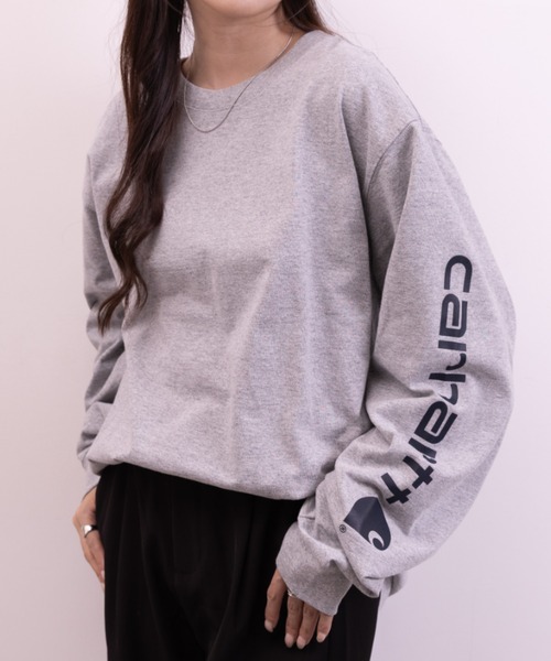 Carhartt（カーハート）の「Carhartt(カーハート)/袖ロゴ ロンT USA規格 ルーズフィット ヘビーウェイト 6.75Oz ビッグサイズ オーバーサイズ コットン K231/ LOOSE FIT HEAVYWEIGHT LONG-SLEEVE LOGO SLEEVE GRAPHIC T-SHIRT（Tシャツ/カットソー・レディース・グレー/ダークグレー/ブラック・XXL/XL/M/L）」の21枚目の写真