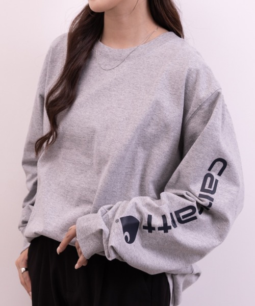 Carhartt（カーハート）の「Carhartt(カーハート)/袖ロゴ ロンT USA規格 ルーズフィット ヘビーウェイト 6.75Oz ビッグサイズ オーバーサイズ コットン K231/ LOOSE FIT HEAVYWEIGHT LONG-SLEEVE LOGO SLEEVE GRAPHIC T-SHIRT（Tシャツ/カットソー・レディース・グレー/ダークグレー/ブラック・XXL/XL/M/L）」の19枚目の写真