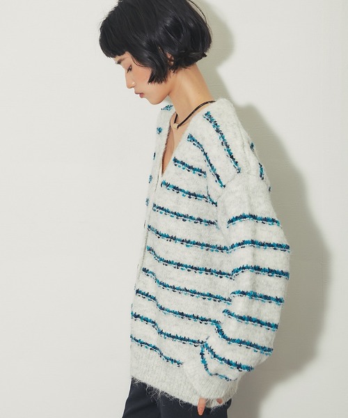 ANOTHER S（アナザーエス）の「ウールタッチオーバーサイズVネックニットカーディガン（Tシャツ/カットソー・レディース・ブラウン/グレー/アイボリー・FREE）」の19枚目の写真