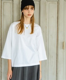 綿100%ダブルシルケット加工七分袖ビッグTシャツ