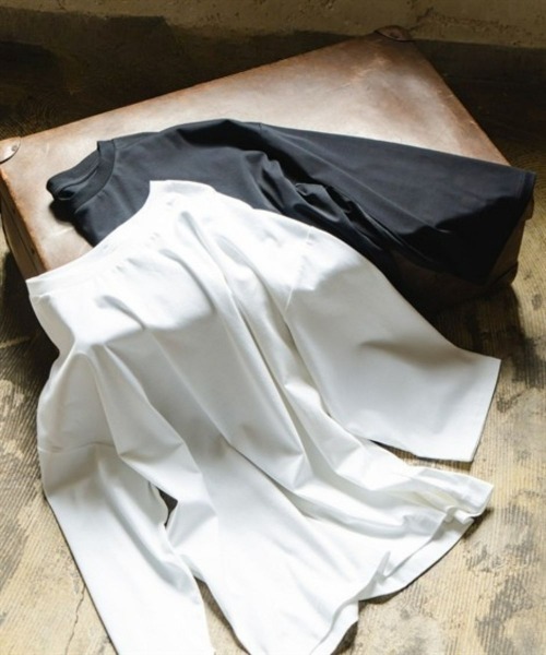 Maison INNESS(メゾンアイネス)の「綿100%ダブルシルケット加工七分袖ビッグTシャツ(Tシャツ/カットソー・レディース・ブラック/ホワイト・S~M/3L~4L/L~LL/5L~6L)」の9枚目の写真