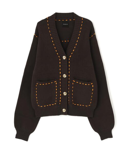 FR(13)NDS(フレンズ)の「FR(13)NDS/フレンズ/STITCH KNIT CARDIGAN(カーディガン/ボレロ・レディース・ブラック/ホワイト系2/ブラウン/グレー・F)」の4枚目の写真