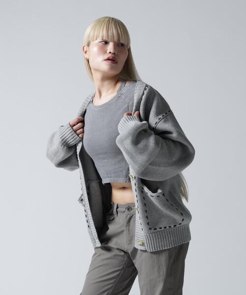 FR(13)NDS(フレンズ)の「FR(13)NDS/フレンズ/STITCH KNIT CARDIGAN(カーディガン/ボレロ・レディース・ブラック/ホワイト系2/ブラウン/グレー・F)」の15枚目の写真