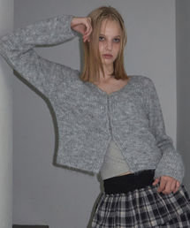 V Hook Cardigan Melange Gray
