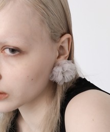 ファブリックイヤリング スモール (フラワーモチーフ チュール素材 ) / 【BILAN】 Fabric earring Small