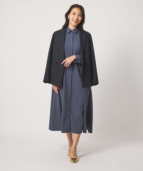 A DAY IN THE LIFE UNITED ARROWS(アデイインザライフユナイテッドアローズ)の「ツイル Aライン シャツワンピース ‐ウォッシャブル‐<A DAY IN THE LIFE>(ワンピース・レディース・ダークグレー/ロイヤルブルー/ダークブラウン・FREE)」の3枚目の写真