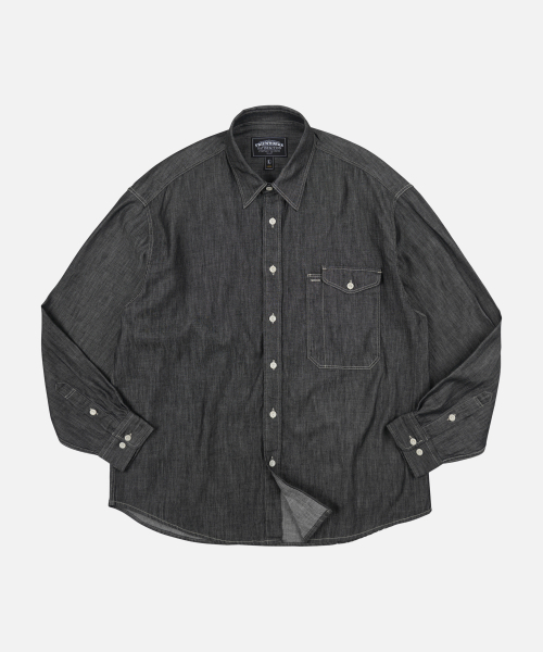 FRIZMWORKS(フリズムワークス)の「UTILITY FLAP POCKET DENIM WORK SHIRT _ BLACK(シャツ/ブラウス・メンズ・その他・SMALL/MEDIUM/LARGE/X-LARGE)」の1枚目の写真