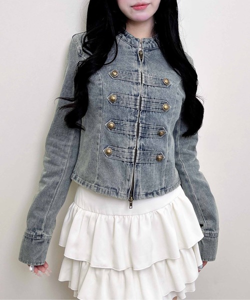 INGNI(イング)の「ナポレオンデニムジャケット(その他アウター・レディース・ブルー系その他/グレー・M)」の4枚目の写真