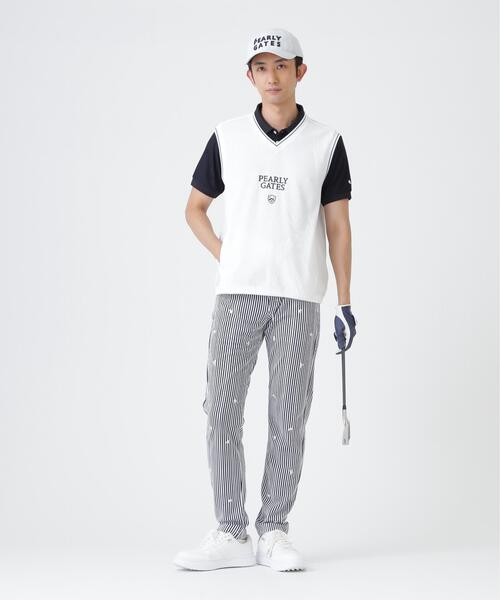 PEARLY GATES(パーリーゲイツ)の「メッシュアンドメッシュVネックベスト (MENS)(ベスト・メンズ・ホワイト/ネイビー・X-LARGE/MEDIUM/LARGE)」の5枚目の写真