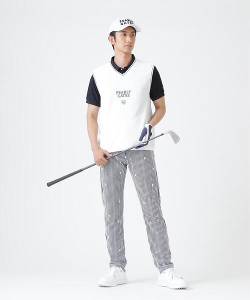 PEARLY GATES(パーリーゲイツ)の「メッシュアンドメッシュVネックベスト (MENS)(ベスト・メンズ・ホワイト/ネイビー・X-LARGE/MEDIUM/LARGE)」の6枚目の写真