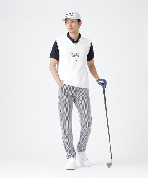 PEARLY GATES(パーリーゲイツ)の「メッシュアンドメッシュVネックベスト (MENS)(ベスト・メンズ・ホワイト/ネイビー・X-LARGE/MEDIUM/LARGE)」の7枚目の写真