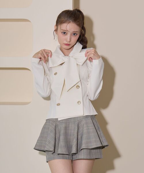 MAJESTIC LEGON（マジェスティックレゴン）の「ダブルボタンボウタイブラウス（シャツ/ブラウス・レディース・グレー/ブラウン/アイボリー/ベージュ・MEDIUM）」の11枚目の写真