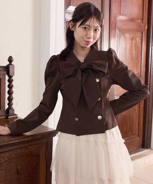 MAJESTIC LEGON（マジェスティックレゴン）の「ダブルボタンボウタイブラウス（シャツ/ブラウス・レディース・グレー/ブラウン/アイボリー/ベージュ・MEDIUM）」の17枚目の写真