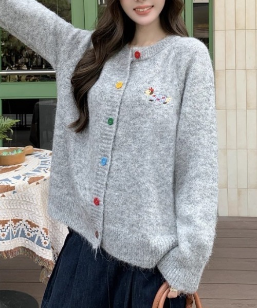 NANEA（ナネア）の「ニットカーディガン（カーディガン/ボレロ・レディース・ブルー/ピンク/イエロー/アイボリー/パープル/グレー・フリー）」の10枚目の写真
