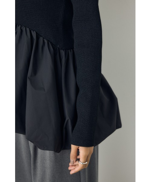 AZUL by moussy（アズールバイマウジー）の「バルーンドッキングニットトップス 秋服　冬服　春服　異素材ドッキング　ペプラムトップス　デザイントップス　細ボーダー　体系カバー（ニット/セーター・レディース・杢グレー/ブラック系その他/ブラック・FREE）」の17枚目の写真