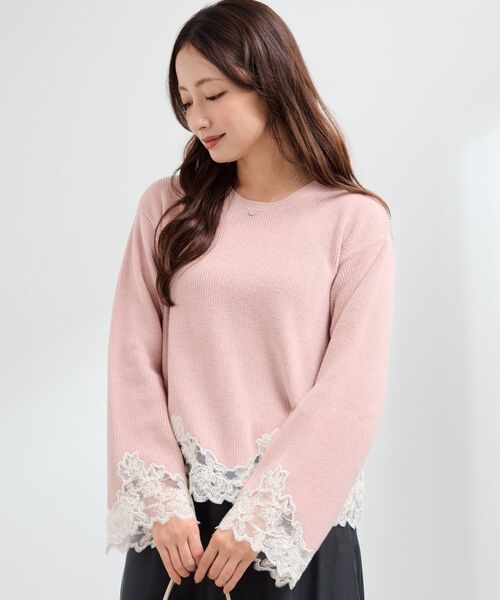 COHINA（コヒナ）の「レースエンブロイダリーニットトップス 【低身長・小柄女性】（ニット/セーター・レディース・オフホワイト/ピンク/ネイビー・ONE SIZE）」の22枚目の写真