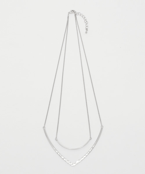 one after another NICE CLAUP(ワンアフターアナザーナイスクラップ)の「【ナイスクラップ】2連バーモチーフネックレス(ネックレス・レディース・シルバー/ゴールド・FREE)」の1枚目の写真