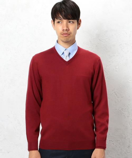 green label relaxing（グリーンレーベルリラクシング）の「◎BASIC HI/G Vネック ニット 12G◆（ニット/セーター・メンズ・グレー/ワインレッド/オリーブ/ネイビー・X-LARGE/LARGE/SMALL/MEDIUM）」の18枚目の写真