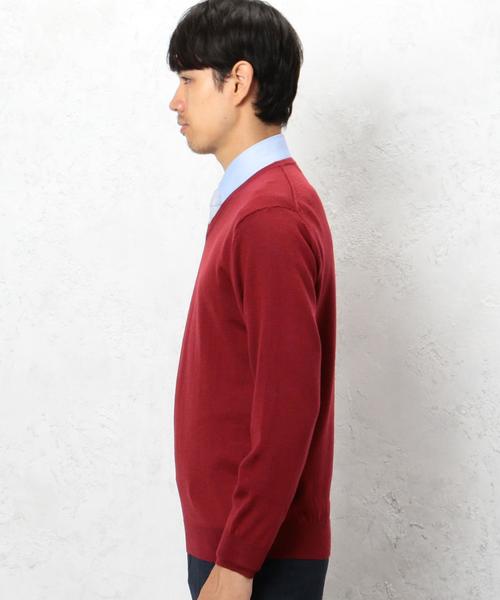 green label relaxing（グリーンレーベルリラクシング）の「◎BASIC HI/G Vネック ニット 12G◆（ニット/セーター・メンズ・グレー/ワインレッド/オリーブ/ネイビー・X-LARGE/LARGE/SMALL/MEDIUM）」の11枚目の写真