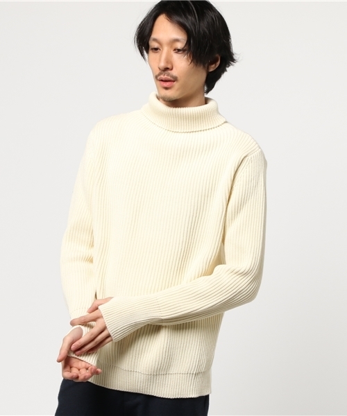 rehacer（レアセル）の「ANDERSEN-ANDERSEN : THE NAVY   TURTLE NECK（ニット/セーター・メンズ・グレー/ホワイト/ネイビー・SMALL/MEDIUM）」の2枚目の写真