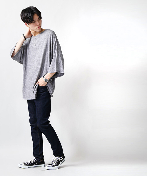 WEGO（ウィゴー）の「WEGO/リヨセルワイドスリーブカットソー（Tシャツ/カットソー・メンズ・カーキ/レッド/ブラック/杢グレー・MEDIUM/LARGE）」の19枚目の写真