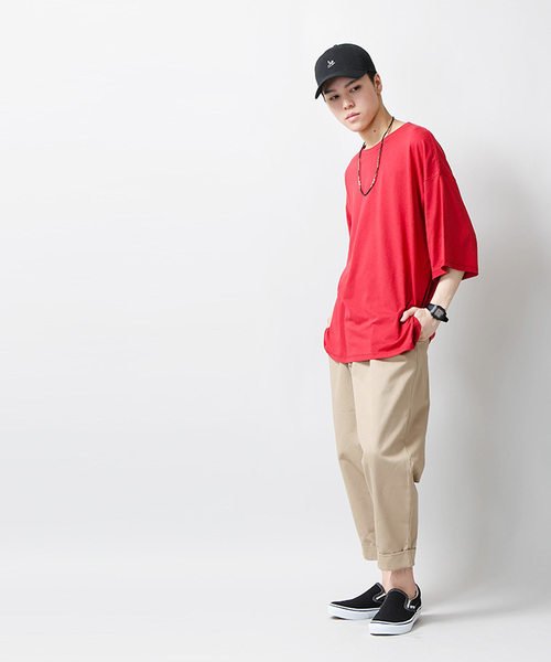 WEGO（ウィゴー）の「WEGO/リヨセルワイドスリーブカットソー（Tシャツ/カットソー・メンズ・カーキ/レッド/ブラック/杢グレー・MEDIUM/LARGE）」の11枚目の写真