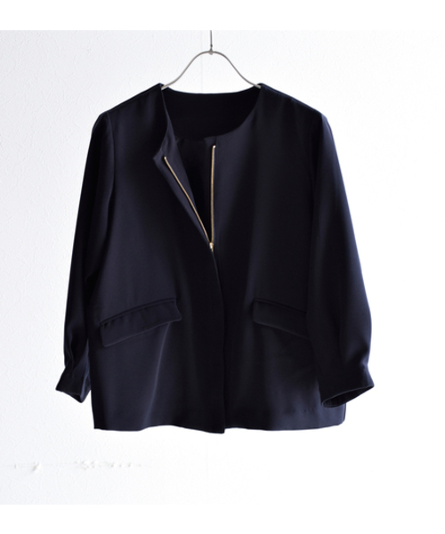 WHYTO.(ホワイト)の「「WHYTO./ホワイト」 オケージョンダブルサテンタックジャケット(セットアップ)(ノーカラージャケット・レディース・ネイビー/ブラック/ライトベージュ・36/38)」の11枚目の写真