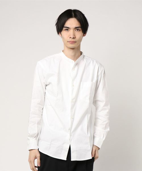 koe(コエ)の「ピンオックスバンドカラードロップ(シャツ/ブラウス・メンズ・オフホワイト/ストライプ/ブルー・L/M/S)」の2枚目の写真