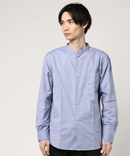 koe(コエ)の「ピンオックスバンドカラードロップ(シャツ/ブラウス・メンズ・オフホワイト/ストライプ/ブルー・L/M/S)」の3枚目の写真