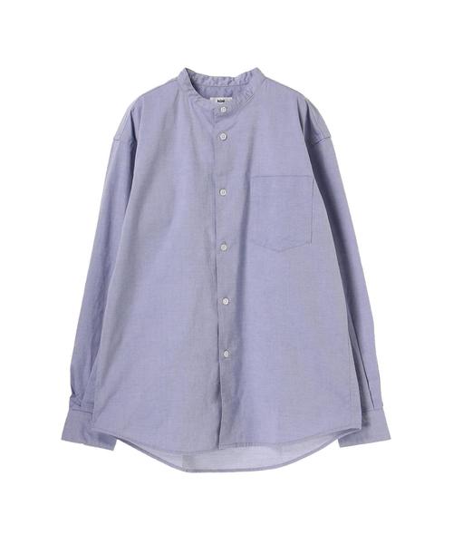 koe(コエ)の「ピンオックスバンドカラードロップ(シャツ/ブラウス・メンズ・オフホワイト/ストライプ/ブルー・L/M/S)」の4枚目の写真