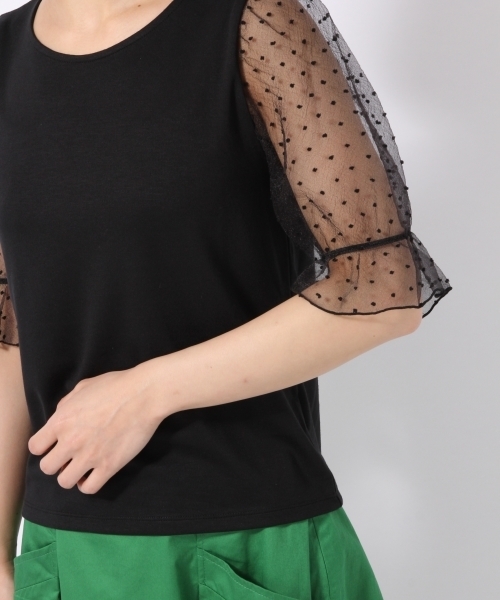 LOWRYS FARM（ローリーズファーム）の「ソデオーガンジープルオーバー  794780（Tシャツ/カットソー・レディース・ホワイト/ブラック/ブラウン・MEDIUM/LARGE）」の12枚目の写真