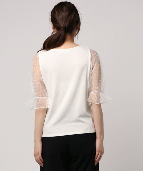 LOWRYS FARM（ローリーズファーム）の「ソデオーガンジープルオーバー  794780（Tシャツ/カットソー・レディース・ホワイト/ブラック/ブラウン・MEDIUM/LARGE）」の4枚目の写真