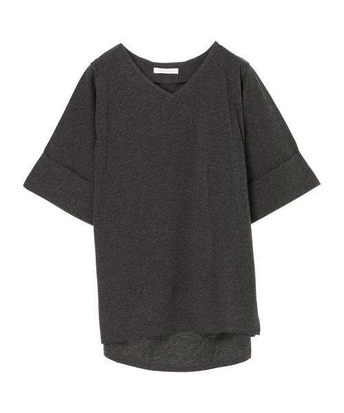 AMERICAN HOLIC（アメリカンホリック）の「・ワイドロールアップ5分袖チュニック（Tシャツ/カットソー・レディース・オフホワイト/ブルーグリーン/グレー系その他2・FREE）」の5枚目の写真