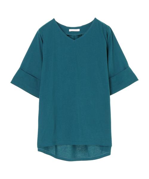 AMERICAN HOLIC（アメリカンホリック）の「・ワイドロールアップ5分袖チュニック（Tシャツ/カットソー・レディース・オフホワイト/ブルーグリーン/グレー系その他2・FREE）」の6枚目の写真