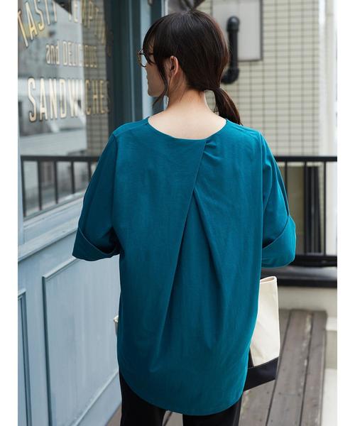 AMERICAN HOLIC（アメリカンホリック）の「・ワイドロールアップ5分袖チュニック（Tシャツ/カットソー・レディース・オフホワイト/ブルーグリーン/グレー系その他2・FREE）」の8枚目の写真