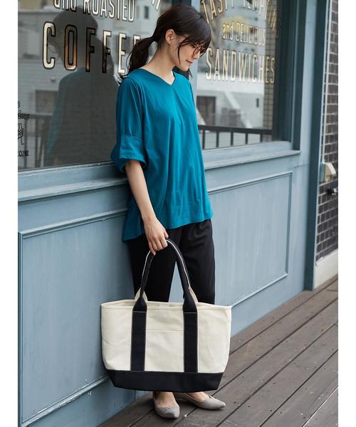 AMERICAN HOLIC（アメリカンホリック）の「・ワイドロールアップ5分袖チュニック（Tシャツ/カットソー・レディース・オフホワイト/ブルーグリーン/グレー系その他2・FREE）」の9枚目の写真