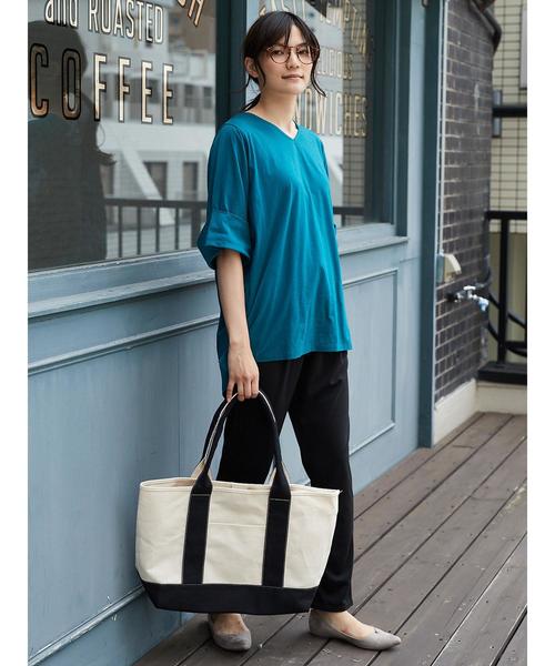 AMERICAN HOLIC（アメリカンホリック）の「・ワイドロールアップ5分袖チュニック（Tシャツ/カットソー・レディース・オフホワイト/ブルーグリーン/グレー系その他2・FREE）」の10枚目の写真