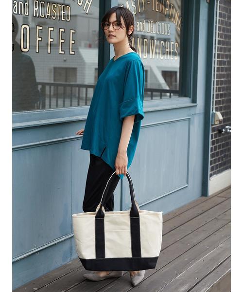 AMERICAN HOLIC（アメリカンホリック）の「・ワイドロールアップ5分袖チュニック（Tシャツ/カットソー・レディース・オフホワイト/ブルーグリーン/グレー系その他2・FREE）」の12枚目の写真