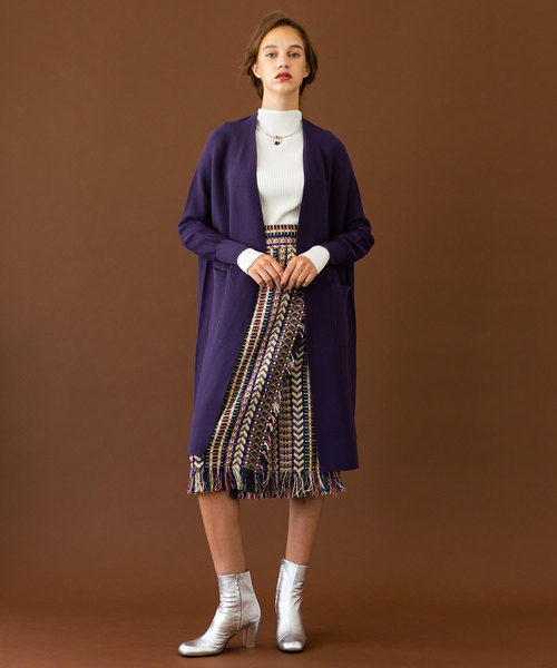 UNITED TOKYO（ユナイテッドトウキョウ）の「ホールガーメントロングカーデ（ニット/セーター・レディース・ブラック/ベージュ/パープル・1）」の16枚目の写真