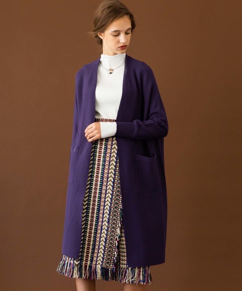 UNITED TOKYO（ユナイテッドトウキョウ）の「ホールガーメントロングカーデ（ニット/セーター・レディース・ブラック/ベージュ/パープル・1）」の15枚目の写真