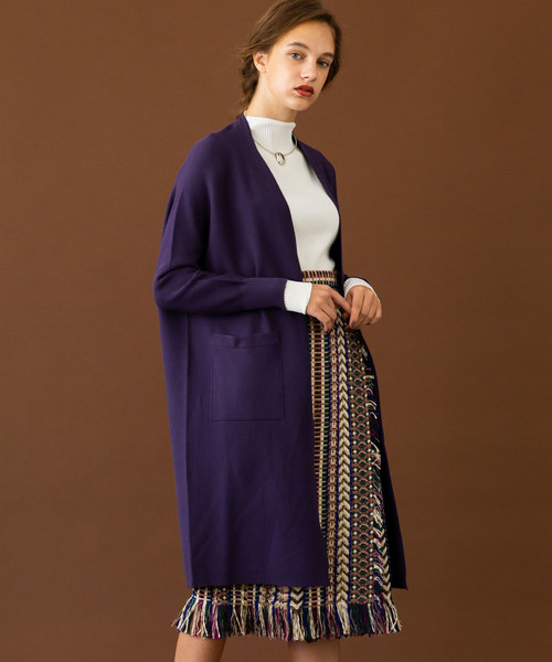 UNITED TOKYO（ユナイテッドトウキョウ）の「ホールガーメントロングカーデ（ニット/セーター・レディース・ブラック/ベージュ/パープル・1）」の14枚目の写真