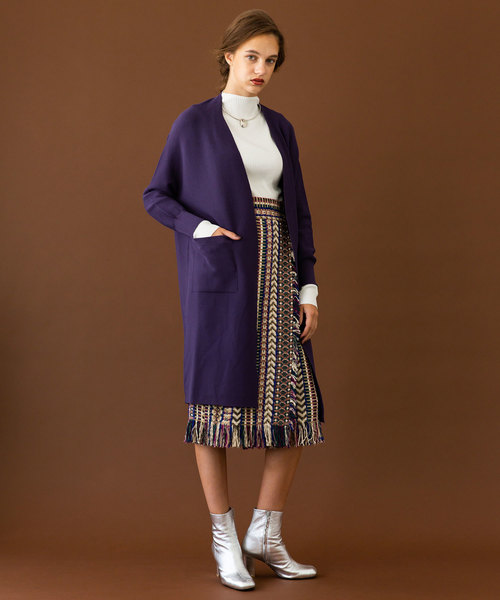 UNITED TOKYO（ユナイテッドトウキョウ）の「ホールガーメントロングカーデ（ニット/セーター・レディース・ブラック/ベージュ/パープル・1）」の7枚目の写真