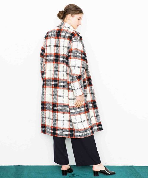 city（シティ）の「【CITY】ROVING CHECK OVER LONG COAT（ステンカラーコート・レディース・ホワイト/ブラック・1）」の17枚目の写真