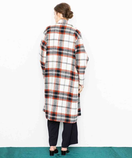 city（シティ）の「【CITY】ROVING CHECK OVER LONG COAT（ステンカラーコート・レディース・ホワイト/ブラック・1）」の20枚目の写真