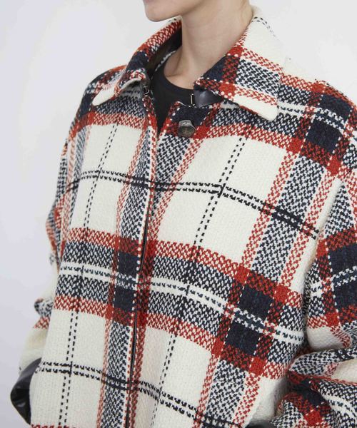 city（シティ）の「【CITY】ROVING CHECK OVER LONG COAT（ステンカラーコート・レディース・ホワイト/ブラック・1）」の9枚目の写真