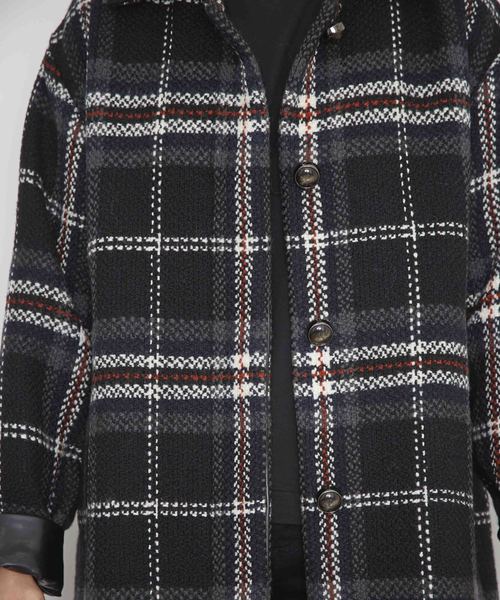city（シティ）の「【CITY】ROVING CHECK OVER LONG COAT（ステンカラーコート・レディース・ホワイト/ブラック・1）」の8枚目の写真
