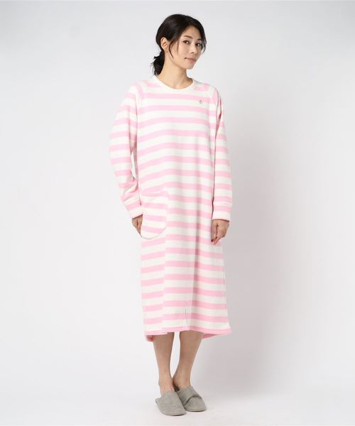 Tsumori Chisato Sleep ツモリチサト スリープ の 両面パイル裏起毛ボーダー ロンパース型ワンピース ワンピース Wear